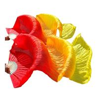 GZXXB Fan Veils Danza del Ventre Classica Veli di Vera Seta 1 Paio ventagli Danza del Ventre in da Donna 180 * 90 cm(05,150x90cm Real Silk)