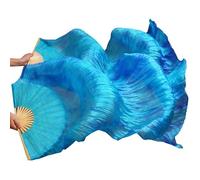 GZXXB Fan Veils Danza del Ventre Classica Ventagli di Velo Seta Reale Danza del Ventre 1PC / 1pair Tinto Tie Dye Prestazioni Naturale(FS71,150cm 1 Pair)