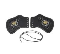 GZYF 163# Scudo deflettore calore sella radiatore protezioni nero esagramma modello in pelle, fibbia in metallo universale per la maggior parte delle motociclette. 1 P