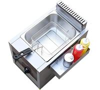 GZYHDC Friggitrice a gas commerciale in acciaio inox, friggitrice professionale con cestello e coperchio, per ristorante e uso domestico (dimensioni: 8 l + 1 x cestino per frittura)