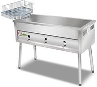 GZYHDC Friggitrice a gas GPL commerciale, friggitrice in acciaio inossidabile con gambe e coperchio staccabili, temperatura regolabile, ciambelle di tacchino con patatine fritte (dimensioni: 60 L)