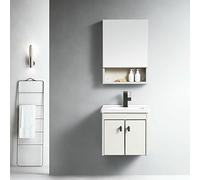 GZYHDC Lavandino da bagno combinato a parete grigio armadio Vanity Set rettangolare bianco vaso in ceramica lavello top, specchio, non include rubinetto