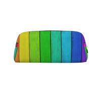 GZYL Arcobaleno Colorato Sfondo Legno Stampato Matita Sacchetto di Cancelleria Organizzatore Portamatite, Argento, Taglia unica, Portamonete