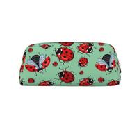 GZYL Coccinelle rosse su uno sfondo blu stampato in pelle astuccio per cancelleria astuccio portatile, Oro, Taglia unica, Portamonete