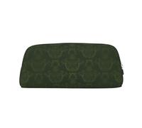 GZYL Hunter - Astuccio portamatite in pelle con stampa floreale verde con petali, Argento, Taglia unica, Portamonete