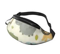 GZYL Marsupio con stampa di fiori, coniglietti e uccellini, marsupio casual quotidiano, Animali Safari, Taglia unica