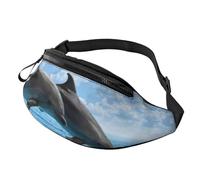 GZYL Marsupio stampato blu mimetico/marsupio casual quotidiano, Due delfini, Taglia unica