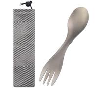 GZYULAN 1 Pezzi Posate da Viaggio,Porta Posate Pranzo Ufficio,Portaposate da Viaggio,Posate Campeggio,Set Posate da Viaggio,Posate Portatili,per Campeggio All'aperto,Escursionismo,Picnic(Titanio)