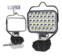 GZYZ Lampada a LED a batteria per Worx, 20 V, 4 pin, 100 W, 5000 lm, senza fili, da campeggio, con 2 porte di ricarica USB, protezione a bassa tensione per giardini, cortili, garage (senza batteria)