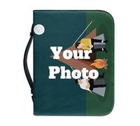 GZYZXP Personalizzare Custodia per Bibbia, Porta Libro da Viaggio, con Manico e Tasche con Cerniera, con Cerniera, Ideale per Studio biblico/Uso Quotidiano, Disegno Impermeabile, Foto Personalizzate