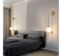 GZZBMY Lampada da Parete Industriali Vintage Applique da Parete con Spina Per Cavo E Interruttore Regolazione E27 Lampada a Muro Sfera 2 Pcs per Camera da Letto Soggiorno (Or)