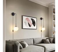 GZZBMY Lampada da Parete Industriali Vintage Applique da Parete con Spina Per Cavo E Interruttore Regolazione E27 Lampada a Muro Sfera 2 Pcs per Camera da Letto Soggiorno (Noir)