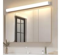 GZZBMY Lampada da Parete LED per Specchio da Bagno Applique da Muro Alluminio Lampada da Bagno Moderna Impermeabile IP44 3000K/6500K Armadietto Trucco Camera Lunga (Argenteo Lumière Chaude,100cm)