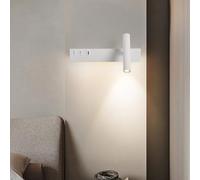 GZZBMY LED Interno Applique da Parete con Porta di Ricarica USB e Interruttore Moderne Lampada da Parete Regolabile a 350° Luce da Lettura Iluminazioni per Pareti Comodini (Bianco Destro Luce Neutra)