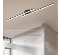 GZZBMY LED Plafoniera Soffitto Moderna Minimalista Metallo Lampada da Soffitto con Telecomando Dimmerabile Soffitto Luci per Camera da Letto Soggiorno Corridoio 3000K-6500K (Nero,120cm)