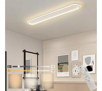 GZZBMY Moderna LED Plafoniera lineare con Telecomando lampada da soffitto ad anello lungo Dimmerabili Alluminio Plafoniera Per Soggiorno Camera Letto Cucina Bagno (Weiß,100CM)