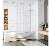 H.140cm Parete Per Vasca Anta singola 80cm Temperato Vetro 6mm telaio cromo | Trasparente,Sopravasca