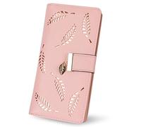 H-A Portafoglio da donna in pelle a due persiane con cerniera, regalo di compleanno e Natale, per donne e ragazze, rosa, S