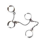 H Anello Anello Multiplo 4 Bracciale Stack Knuckle Ring Anelli di gioielli con catena a maglia da donna in lega d'argento personalizzati Anelli Di Rame (Multicolor, One Size)