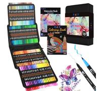 H & B Penna a doppia punta, penna colorata, penna a punta fine feltro set 120 colori penne coloranti, pennarelli con libro da colorare e libro ad acquerello, forniture per penne artistiche