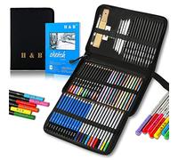 H & B Set di matite da disegno matita e blocco per schizzo, 72 pezzi, kit per artisti completo