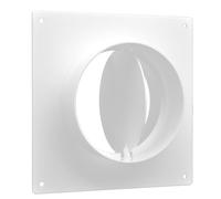 H&C VENT Flangia a parete 100 mm con valvola di riflusso - Raccordo per tubo bianco per condotto di ventilazione in PVC - Diametro 100 mm HVAC
