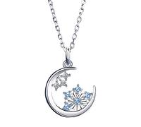H Collana Collana Con Fiocco Di Neve Regolabile Per Le Donne Pendente Della Catena Della Luna Collane Di Fiori Ragazze Collane E Ciondoli Congelati Collane Della Sorella Abbinate (Silver, One Size)