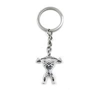 H-Customs Allenatore fitness sportivo sollevatore pesi argento portachiavi ciondolo, argento, Taglia unica