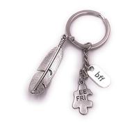 H-Customs BFF Best friend piuma portachiavi puzzle in metallo argentato