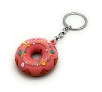 H-Customs ciambella glassa spruzza cuori rosa ciondolo portachiavi rosa