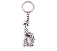H-Customs Ciondolo catena portachiavi Giraffe Africa in metallo argentato