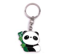 H-Customs Panda con ciondolo portachiavi albero di bambù in metallo argentato