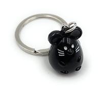 H-Customs Portachiavi con topo spesso, nero, rotondo, elegante