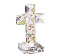 H&D Croce di cristallo tradizionale, fermacarte in vetro, per la decorazione della tavola, 12 cm