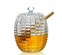 H&D HYALINE & DORA Bicchiere da miele di cristallo con 2 mestoli, contenitore per il miele e il set di vetro, realizzato a mano, alveare (9oz)