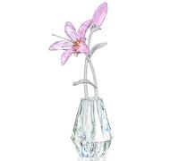 H&D HYALINE & DORA Calla Lily Flower Figurine da collezione, bouquet da sposa con vaso di cristallo, decorazione per la casa, festa di nozze, fiore rosa con gambo in metallo
