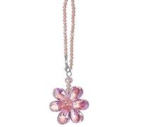 H&D Hyaline&Dora Ciondolo per Specchietto Retrovisore Auto con Fiore di Cristallo Rosa, Accessorio per Auto, Decorativo, Floreale Arcobaleno, Regalo per Genitori e Familiari