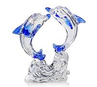 H&D HYALINE & DORA Doppio cristallo delfini Figurine Collectibles, Sea Animal Scultura Statua, Home Desk Decoration Ornaments