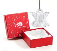 H&D HYALINE & DORA Ornamento natalizio a forma di angelo, 6,4 cm, in cristallo trasparente, ornamento di vetro da appendere per albero di Natale, finestra, decorazione per feste natalizie