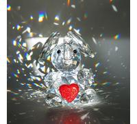 H&D HYALINE & DORA Simpatica statuetta di elefante di cristallo con cuore rosso in vetro elefante di cristallo animali figurina da collezione regali per le donne