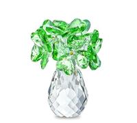 H&D HYALINE & DORA Statuetta a forma di quadrifoglio, da collezione, regalo portafortuna per mamma, fidanzata, donna, fiori di cristallo verde, ornamento da tavolo, libreria, decorazione per auto