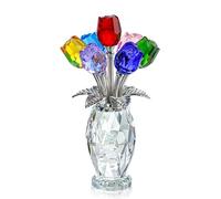 H&D HYALINE & DORA Statuetta colorata con rosa di cristallo, regalo per donne, statuetta da collezione per festa di nozze, confezione regalo inclusa