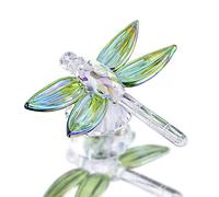 H&D Hyaline&Dora Statuetta da collezione a forma di libellula in cristallo fatta a mano, collezione regalo di animali in vetro, decorativa Paperwight verde