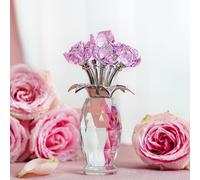 H&D HYALINE & DORA, statuetta di rosa in cristallo, da donna, rosa, da collezione, per la casa, la tavola, San Valentino, regalo per lei (in confezione regalo)
