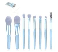 H&D PIPALIYA Set di 8 mini pennelli da trucco con custodia, kit portatile per fondotinta, kit da viaggio, con setole sintetiche, per sfumare cipria, fard, ombretto, rossetto (confezione da 1)