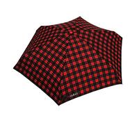 H.DUE.O Micro Ombrello Tascabile Automatico Apri-Chiudi Ultraleggero. Ombrello Piccolo da Viaggio [Solo 21 Cm] Asciugatura Rapida [CHECK] (ROSSO)