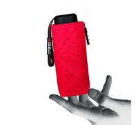 H.DUE.O Ombrello Tascabile [Solo 17 Cm] con Cupola Large. Ombrello Ultra-Leggero da Viaggio, Ombrello Portatile Piatto Resistente Asciugatura Rapida [MICRODOTS] (RED)