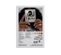 H.E.R - Poster con stampa artistica da parete su tela, motivo: album musicale con scritta "I used to know here", 20 x 30 cm, senza cornice