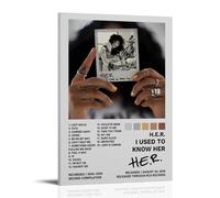 H.E.R - Poster con stampa artistica su tela, motivo: album musicale con scritta "I used to know here", 60 x 90 cm, con cornice