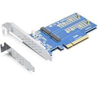 H!Fiber - Adattatore NVMe M.2 a 2 porte, PCIe M.2 NVMe Adapter M-Key, PCIe X8 Gen3.0, richiede il supporto BIOS della scheda madre per la biforcazione. Supporta slot PCI-Express X8 X16